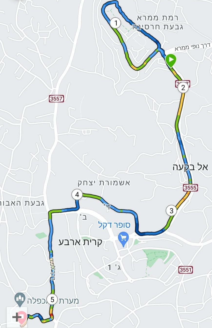 מרוץ עיר האבות בחברון- מפת מסלול 5 קמ